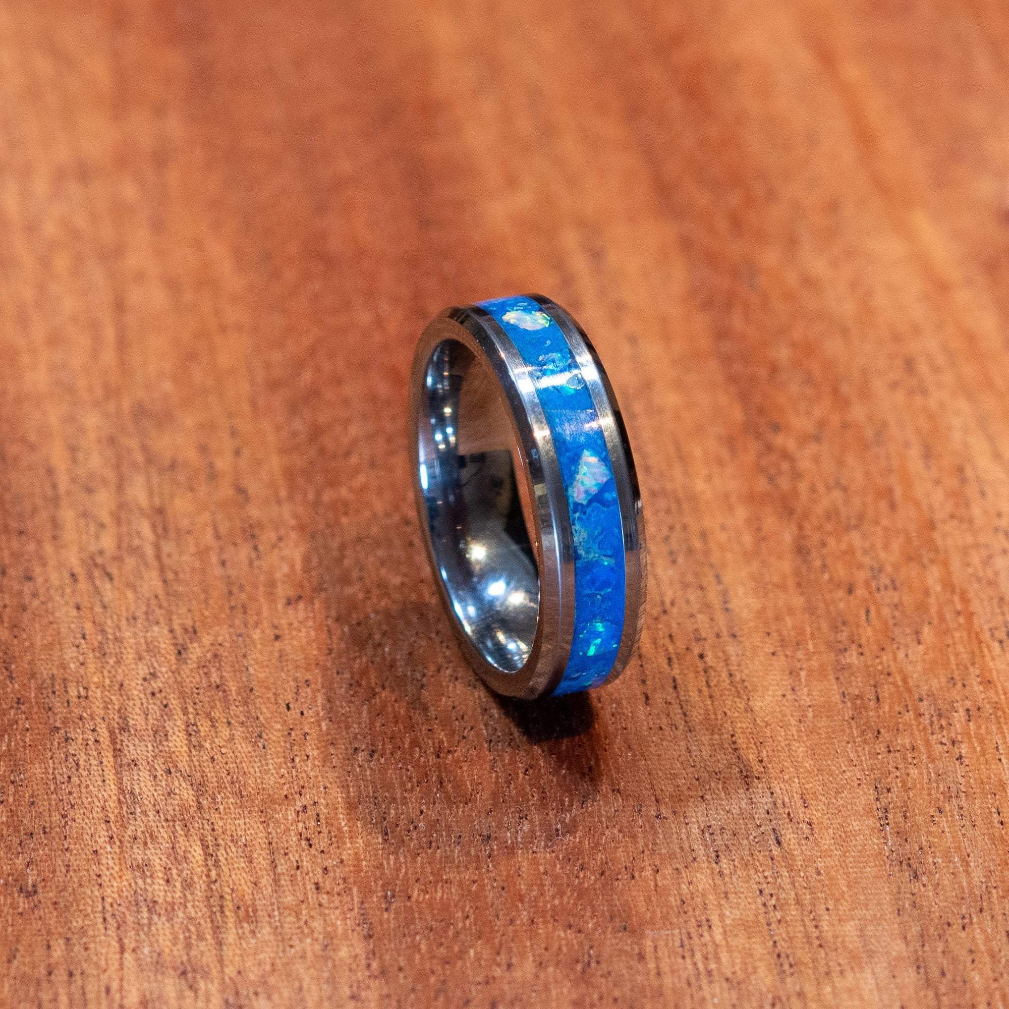 Mens Ring Size 9.5, Handmade Anodized Titanium Glow Ring, Opal | eBay